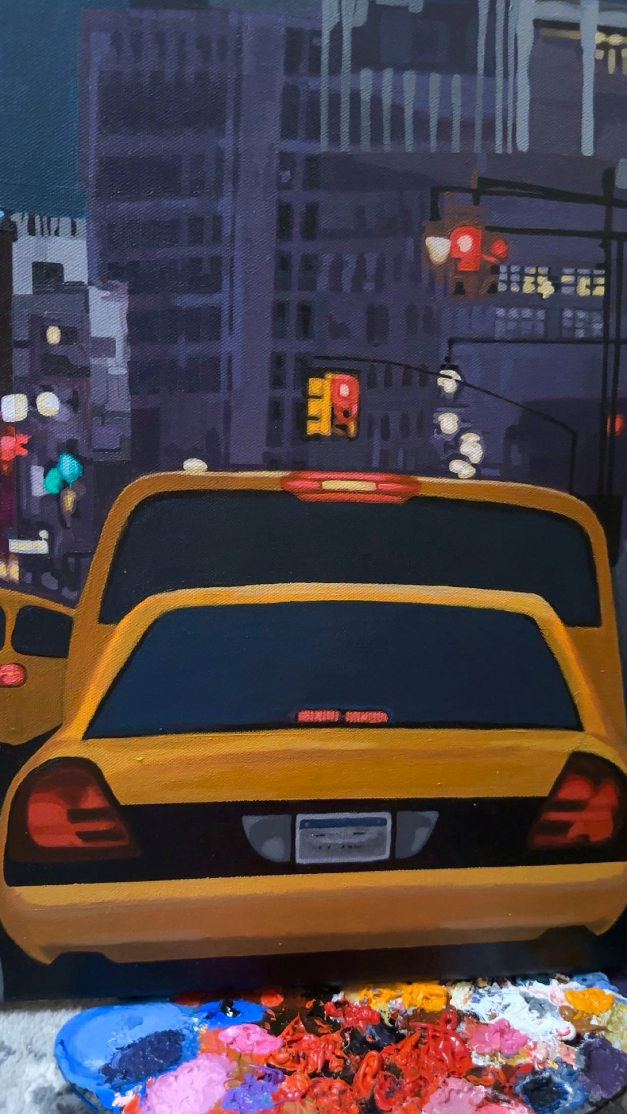 NYC Rush Hour Acrylic Painting